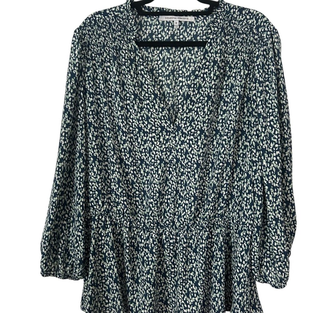 Abstract dotted peplum top from Collective Concepts size 3X